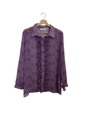 SIMONTON Luxury Knit Bright Purple Front Knot Top Short Sleeve Size L